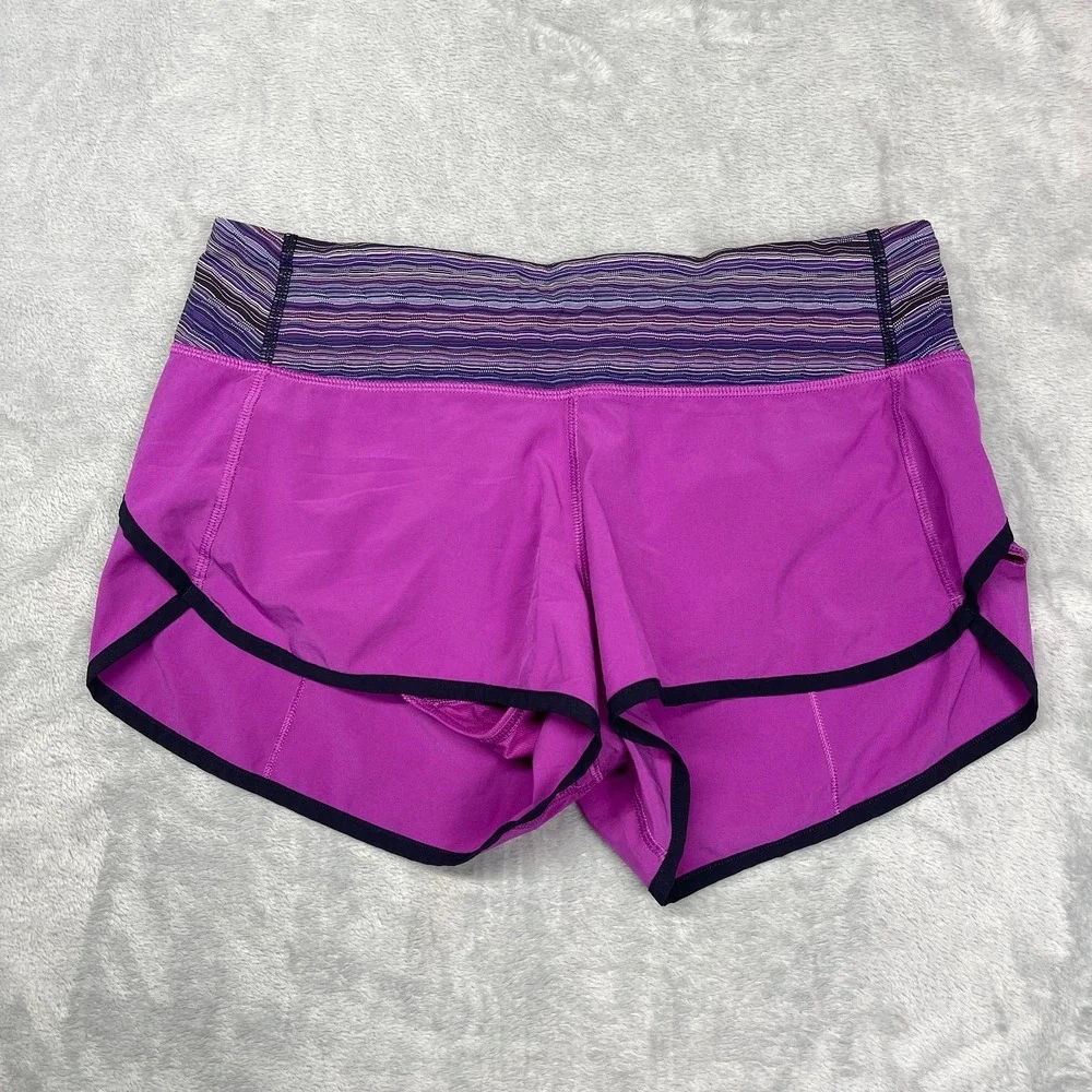 Lululemon Shorts Women 6 Purple Space Dye Waistband Lined Athletic Speed Running